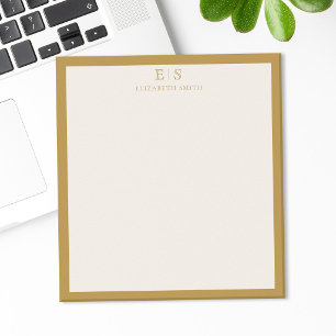 Elegant Ivory Gold Border Monogram Notepad