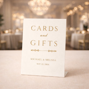 Elegant Ivory Gold Cards and Gifts Sign
