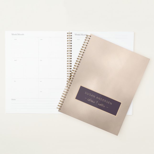 Elegant Ivory Gold Foil Name and Text Personalised Planner (Display)