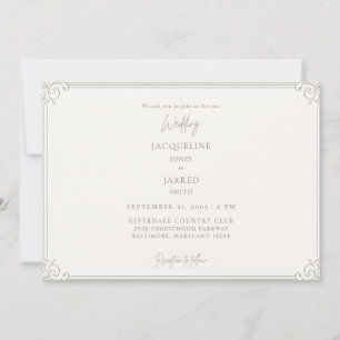 Elegant Ivory Gold Frame Wedding Invitation