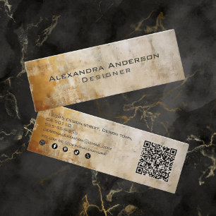 Elegant Ivory Gold Glitter Abstract Professional Mini Business Card