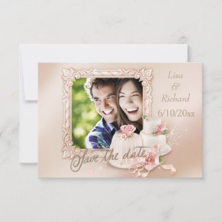 Elegant Ivory & Gold Photo Save the Date