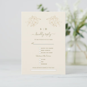 Elegant Ivory Gold Song Request Wedding Reply RSVP Card