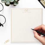 Elegant Ivory Gold Three Letter Monogram Notepad<br><div class="desc">Create your own personalized notepad with elegant three letter monogram initials and name with simple border design in ivory and gold color.</div>
