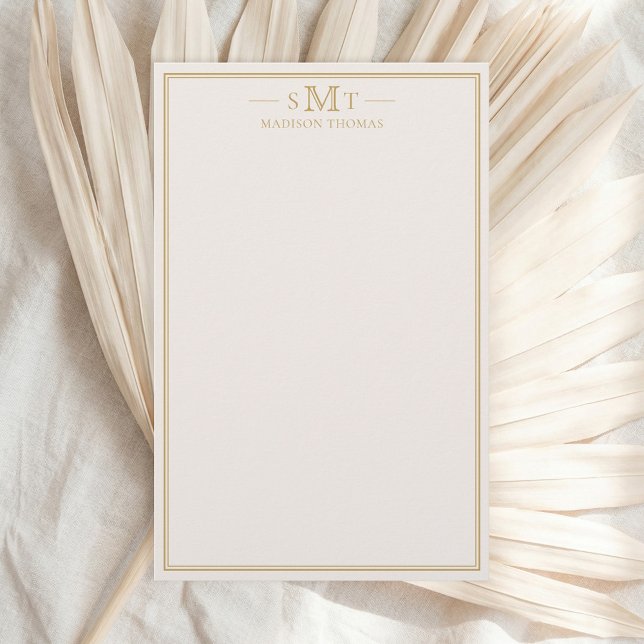 Elegant Ivory Gold Three Letter Monogram Stationery (Creator Uploaded)
