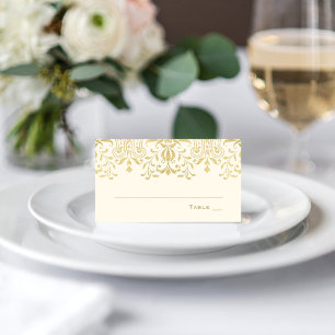 Elegant Ivory Gold Vintage Glamour Wedding Place Card