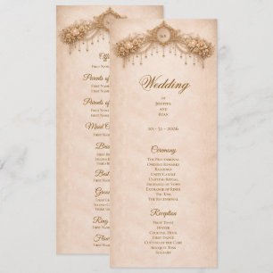 Elegant Ivory Gothic Halloween Wedding Program Menu