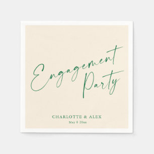 Elegant Ivory Green Calligraphy Engagement Party  Napkin