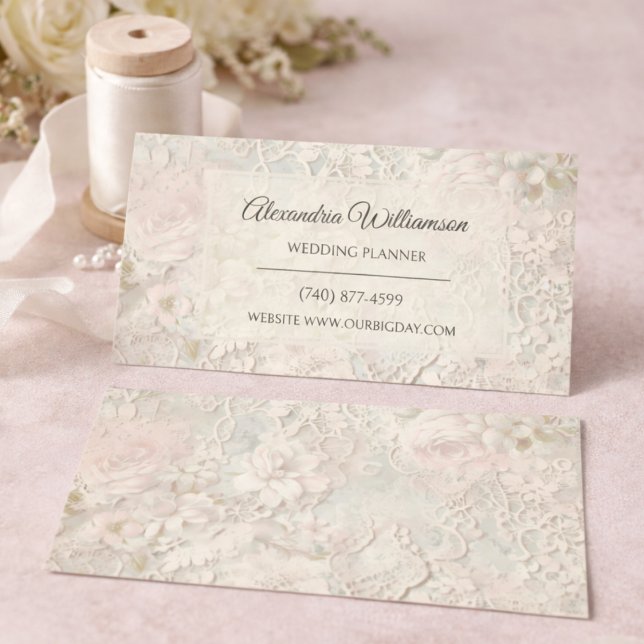 Elegant Ivory Lace Business Card (Creator Uploaded)