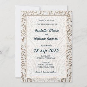 Elegant Ivory Lace Wedding Invitation