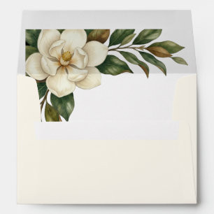 Elegant Ivory Magnolia Budget Wedding Invitation  Envelope
