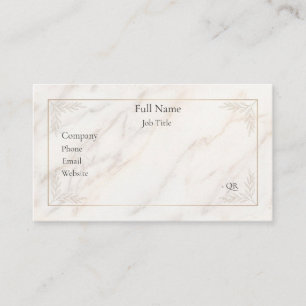 Elegant Ivory Marble Gold Botanical Business Card 