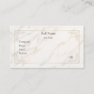 Elegant Ivory Marble Gold Botanical Business Card