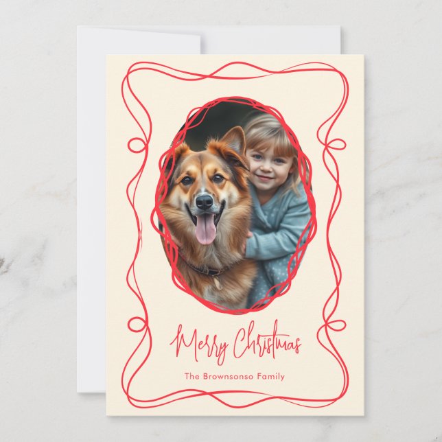 Elegant Ivory Merry Christmas Photo Holiday Card (Front)