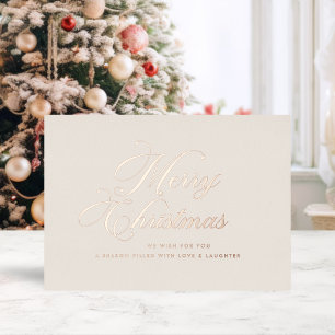 Elegant Ivory Merry Christmas Rose Gold Script