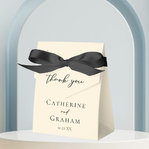 Elegant Ivory Minimalist Black Typography Wedding Favour Box