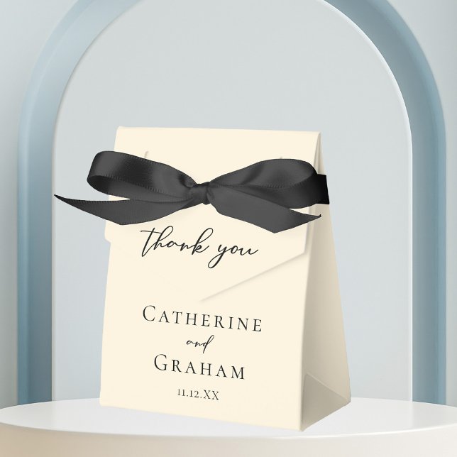 Elegant Ivory Minimalist Black Typography Wedding Favour Box (Creator Uploaded)