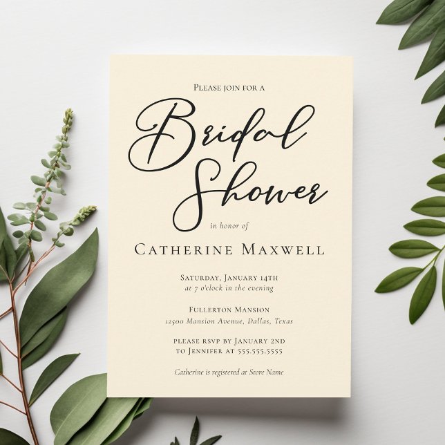 Elegant Ivory Minimalist Typography Bridal Shower Invitation (Creator Uploaded)