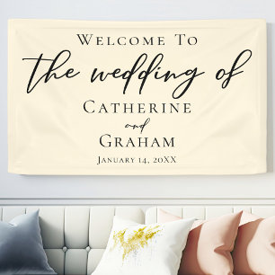 Elegant Ivory Minimalist Typography Wedding Banner