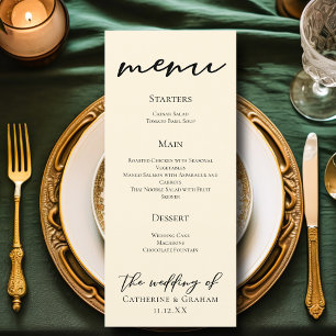 Elegant Ivory Minimalist Typography Wedding Dinner Menu