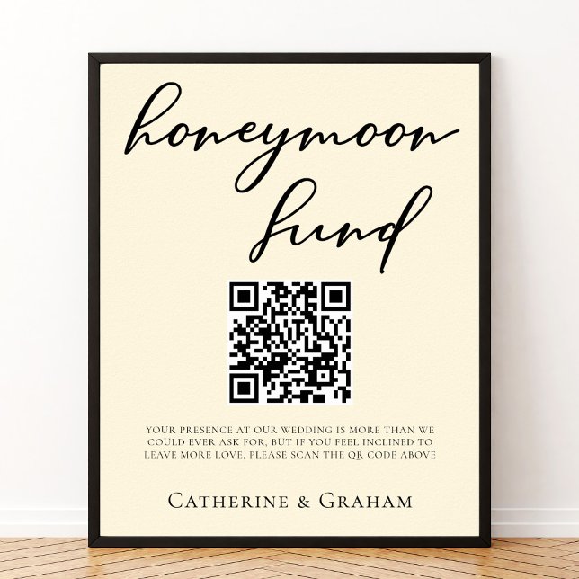 Elegant Ivory Minimalist Wedding Honeymoon Fund Poster (Creator Uploaded)