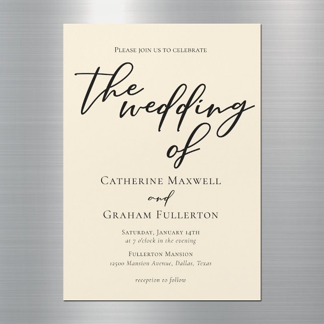 Elegant Ivory Minimalist Wedding Magnetic Invitation (Creator Uploaded)