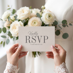 Elegant Ivory Minimalist Wedding RSVP Card