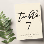 Elegant Ivory Minimalist Wedding Table Number Card<br><div class="desc">This sleek ivory wedding tale number card features beautiful minimalist black typography on the cream colour for your formal event. Traditional colours combined with the current trend of simple script on neutral colour decor.</div>
