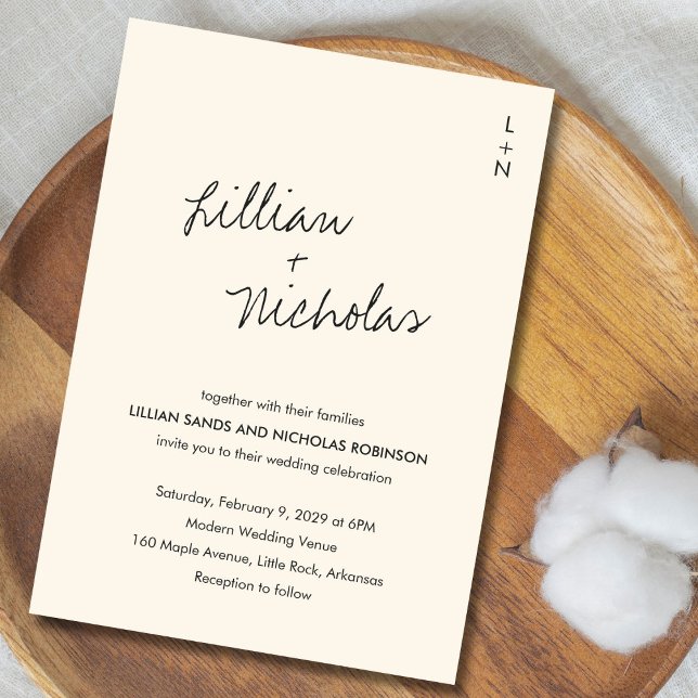 Elegant Ivory Modern Wedding Invitation (Creator Uploaded)