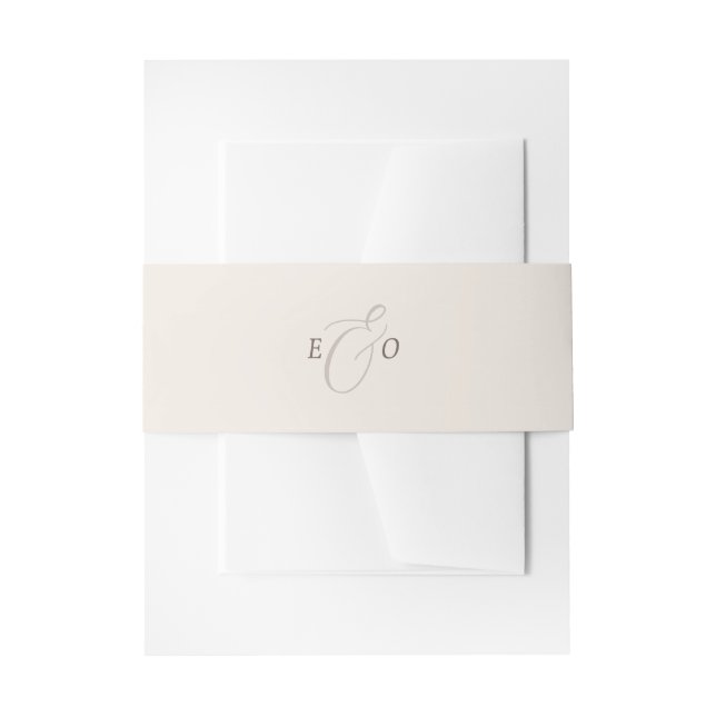 Elegant Ivory Monogram Cocoa Wedding Invitation Belly Band (Front Example)