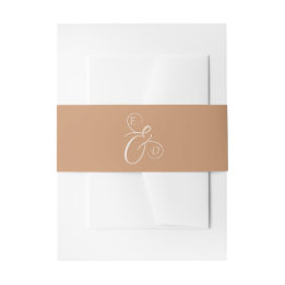 Elegant Ivory Monogram Muted Copper Wedding Invitation Belly Band