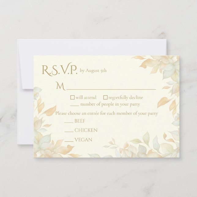 Elegant Ivory Nature Inspired Response Card (Front)