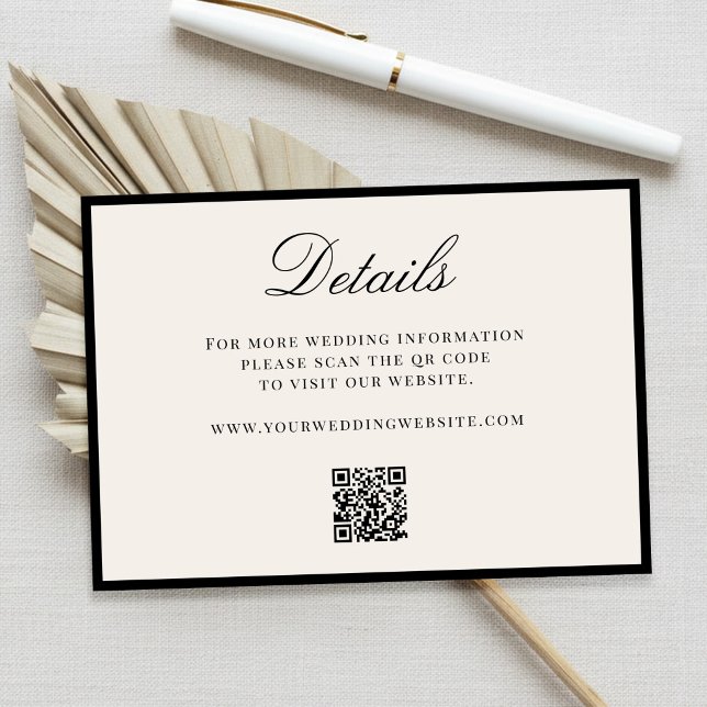 Elegant Ivory Old Money QR Code Details Wedding Enclosure Card (Creator Uploaded)