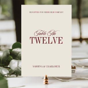 Elegant Ivory Old Money Wedding Table Number