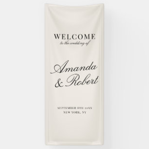 Elegant Ivory Old Money Wedding Welcome Banner