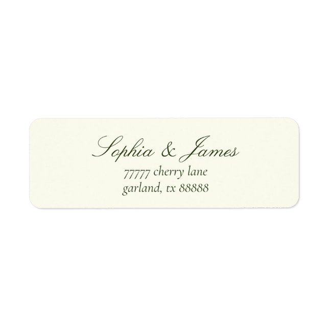Elegant Ivory Olive Green Wedding Return Address (Front)