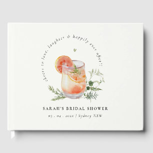 Elegant Ivory Orange Green Cocktail Bridal Shower Guest Book