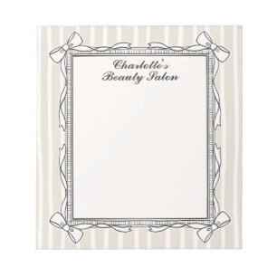 Elegant Ivory Ornate Frame Bows Beauty Salon Notepad