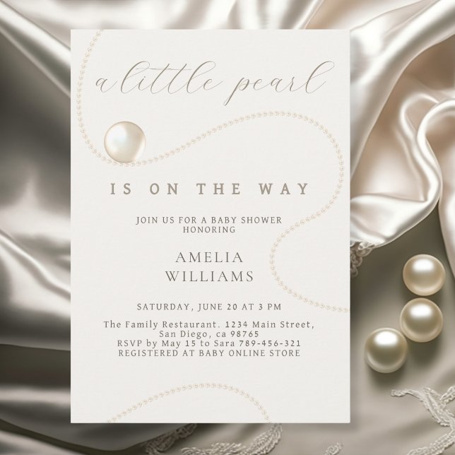 Elegant Ivory Pearl Script Baby Shower Invitation (Creator Uploaded)