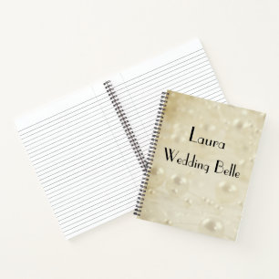 Elegant Ivory Pearls Personalised Wedding Belle Notebook