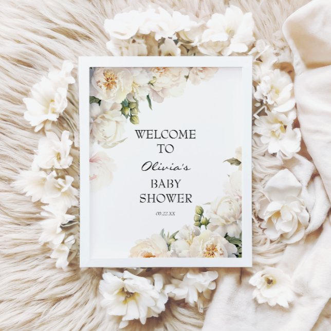 Elegant Ivory Peony Neutral Baby Poster (Creator Uploaded)