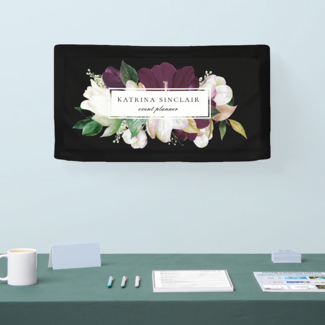 Elegant Ivory Plum Purple Floral Banner (Tradeshow)
