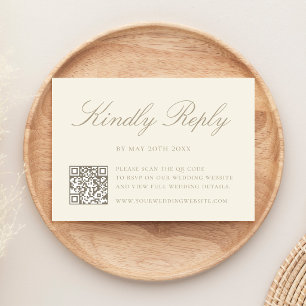 Elegant Ivory QR Code Wedding RSVP Card