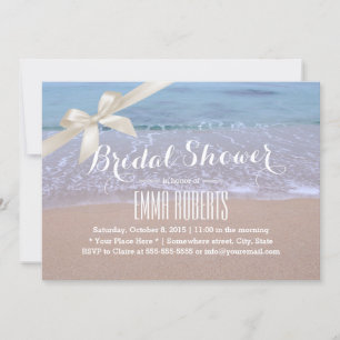 Elegant Ivory Ribbon Beach Bridal Shower Invitation