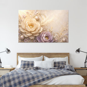 Elegant Ivory Rose Relief Art Canvas Print