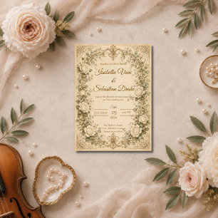 Elegant Ivory Rose Wedding Invitation