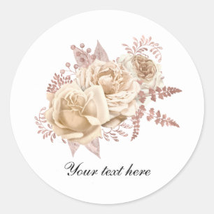 Elegant Ivory roses customisable Classic Round Sticker