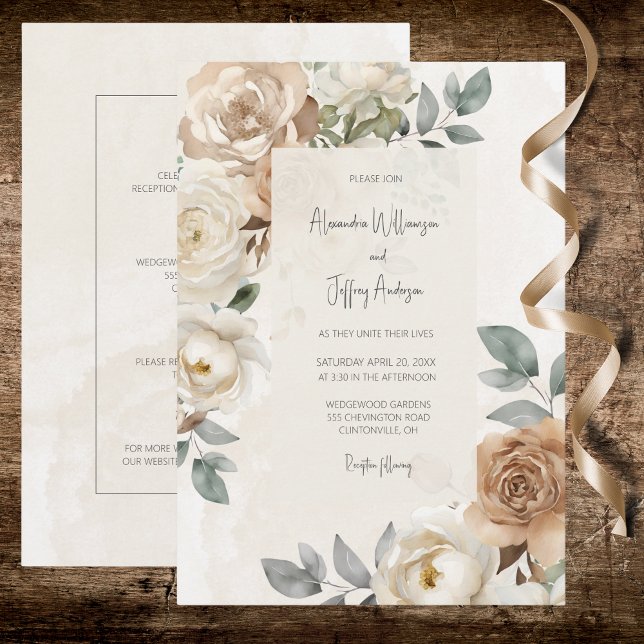 Elegant Ivory Roses Wedding Invitation (Creator Uploaded)