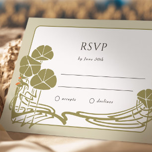 Elegant Ivory Sage and Gold RSVP Card
