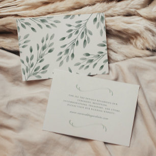 Elegant Ivory & Sage Fall Botanical Wedding Detail Enclosure Card